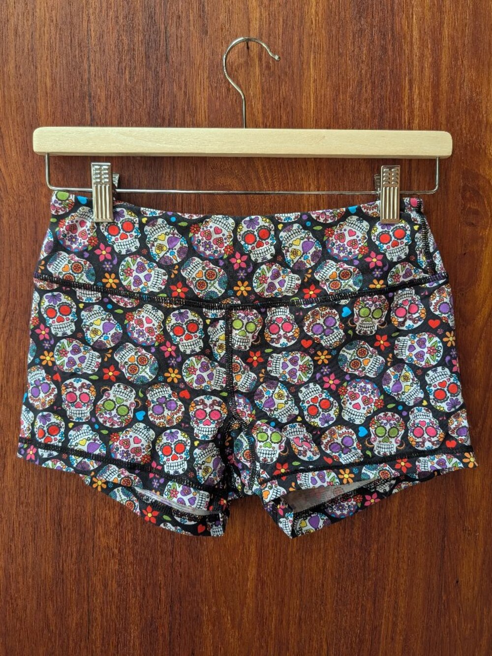 Savage Barbell Shorts Medium Skull Print Workout Athletic Booty Shorts